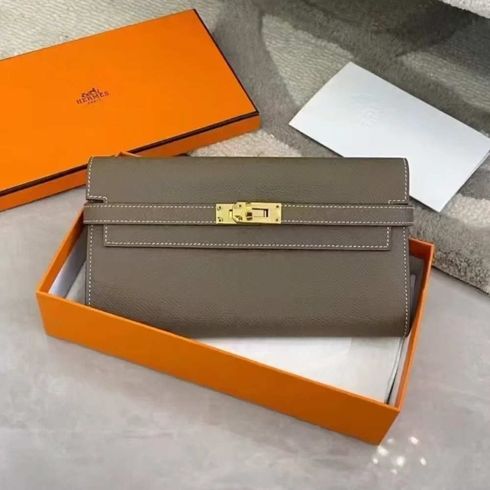 SOLD | Hermes Etoupe Kelly long wallet with belt - Picture 3 of 4
